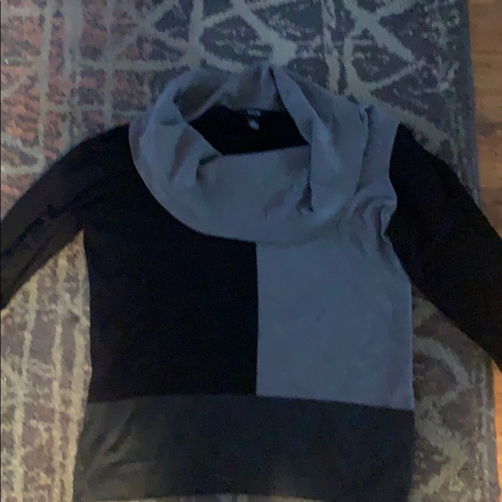 Color block cowl neck sweater